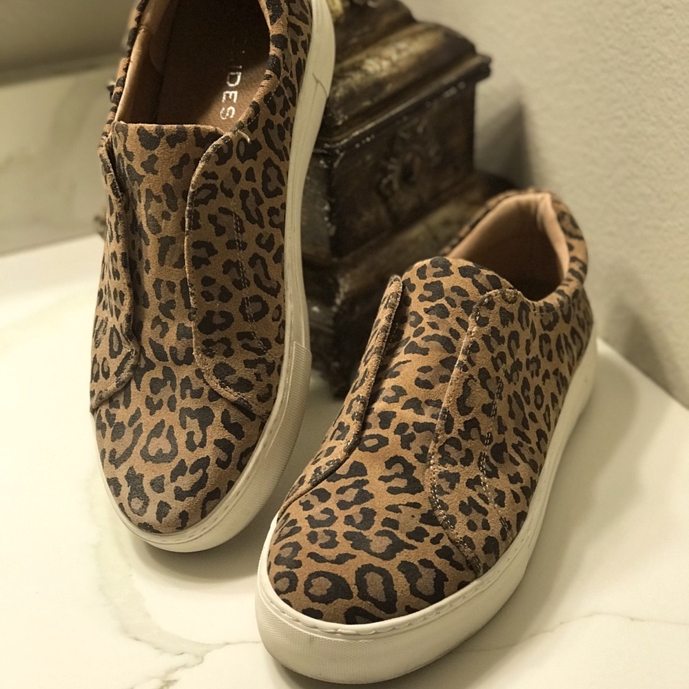 JSLIDES BY NYC cheetah sneakers. Worn one time.